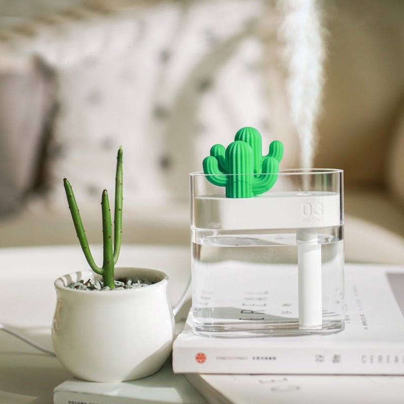 160ML Ultrasonic Air Humidifier Clear Cactus Color Light USB Essential Oil Diffuser Car Purifier Aroma Diffusor Anion Mist Maker - Yatta's