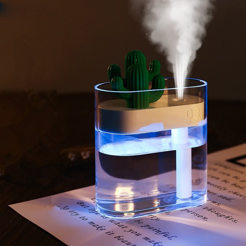 160ML Ultrasonic Air Humidifier Clear Cactus Color Light USB Essential Oil Diffuser Car Purifier Aroma Diffusor Anion Mist Maker - Yatta's