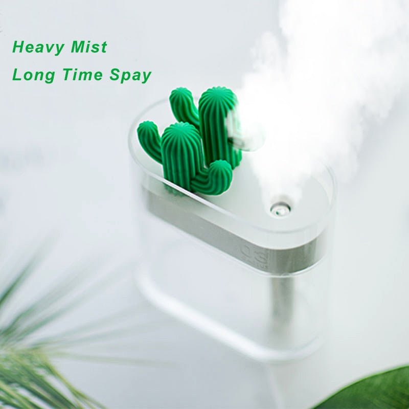160ML Ultrasonic Air Humidifier Clear Cactus Color Light USB Essential Oil Diffuser Car Purifier Aroma Diffusor Anion Mist Maker - Yatta's