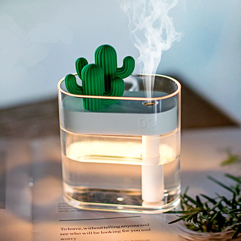 160ML Ultrasonic Air Humidifier Clear Cactus Color Light USB Essential Oil Diffuser Car Purifier Aroma Diffusor Anion Mist Maker - Yatta's